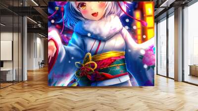 Manga Mangagirl Comic Anime Asiatisch Grafik Cartoon Generative AI Digital ART Illustration Backdrop  Hintergrund Cover  Wall mural