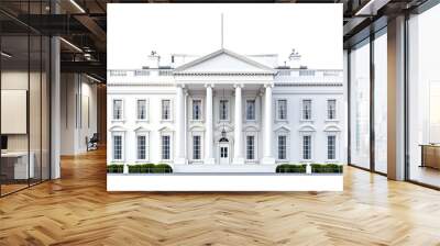 The White House Isolated on a White Background Wall mural