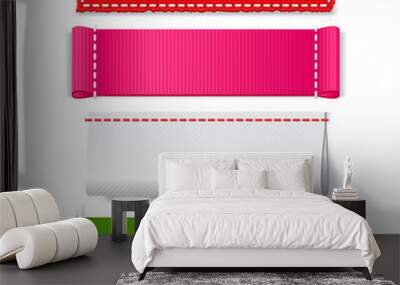 Template realistic fabric labels Wall mural