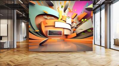 Abstract News Background, A dynamic and energetic background for a news agency's graphics. Generative AI Wall mural