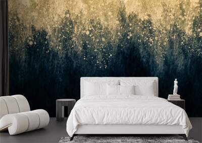 Abstract art grunge paint background by deep blue and gold splash texture in concept grunge, luxury, retro. Wall mural