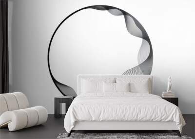 Abstract circle round frame by lines wavy flowing black gradient isolated on transparent background. Vector in concept modern, technology, science, music.  Wall mural