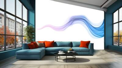 Abstract colorful transparent lines wavy flowing smoke isolated on white backgrounds Wall mural