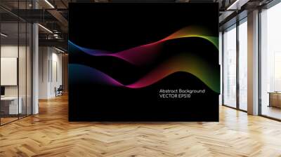 Abstract colorful wave lines smooth curve isolated on black background for design elements in concept technology, science, music, modern Wall mural