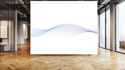 Abstract dot particles wavy flowing curve pattern by colorful gradient blue purple pink on transparent background in concept of technology, science, music, modern. Wall mural