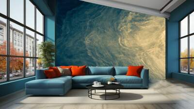 Abstract paint background by deep blue and gold color with liquid fluid texture in luxury concept. Wall mural