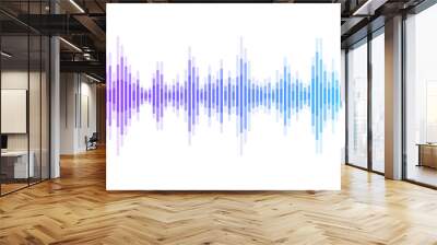 Abstract sound wave stripe lines colourful gradient blue purple equalizer isolated on transparent background in concept music, sound, technology. Wall mural