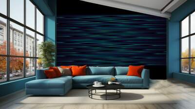 Abstract speed light lines movement dynamic pattern in blue green colors isolated on black background in concept of AI technology, 5G, digital, communication. Wall mural