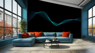 Abstract vector wave line flowing green and blue color isolated on black background for design elements in concept technology, music, science, A.I. Wall mural