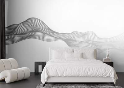 Abstract vector wavy lines flowing smooth curve black gradient color on transparent background in concept of luxury, technology, science, music, modern. Wall mural