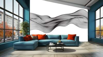 Abstract vector wavy lines flowing smooth curve black gradient color on transparent background in concept of luxury, technology, science, music, modern. Wall mural