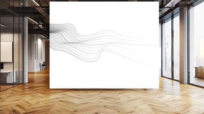 Abstract vector wavy lines flowing smooth curve black grey gradient isolated on transparent background in concept of technology, science, music, modern. Wall mural