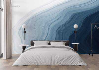 Abstract watercolor paint background dark blue gradient color with fluid curve lines texture and white space for text. Wall mural