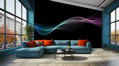 abstract wave lines pattern dynamic colorful light flowing isolated on black background. vector illu Wall mural