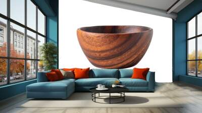 Empty wood bowl or cup in dark brown color isolated on transparent background by side view Wall mural