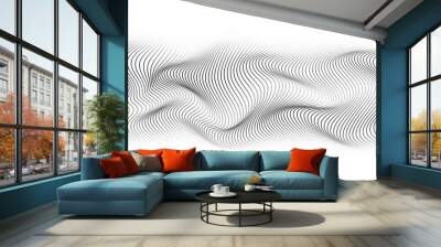 Flowing wave lines pattern 3D curve halftone black gradient curve shape isolated on transparent background. Vector in concept of technology, science, music, modern. Wall mural