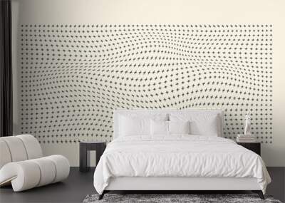 Halftone waves pattern of plus symbol old white background Wall mural