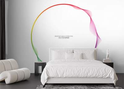 Vector abstract circles lines wavy in round frame colorful rainbow isolated on white background with empty space for text Wall mural