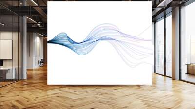 Vector abstract light lines wavy flowing dynamic in blue pink colors isolated on white background for concept of AI technology, digital, communication, 5G, science, music Wall mural