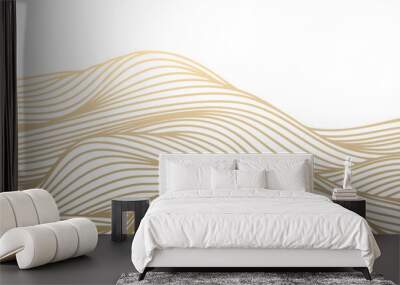 Vector abstract line art wavy flowing dynamic gold isolated on transparent background in concept luxury, wave, wind, ocean Wall mural