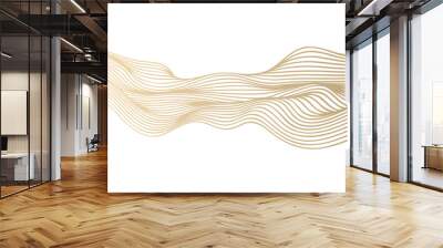 Vector abstract line art wavy flowing dynamic gold isolated on transparent background in concept luxury, wave, wind, ocean Wall mural