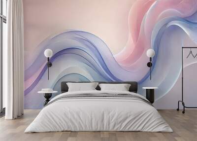 Serene Exploration of Soft Pastel Waves and Delicate Textural Fluidity in Modern Abstract Art Background  Wall mural