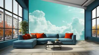 green blue tint color tone cloud sky cloudscape nature for background Wall mural