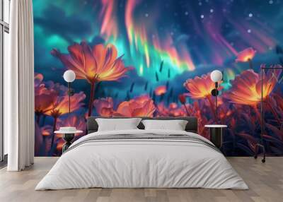 A field of flowers with a sky background Wall mural