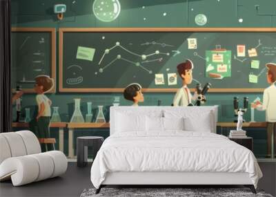 A group of children are in a science lab Wall mural