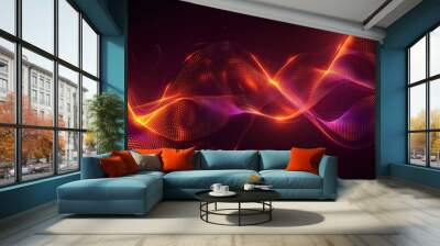 A purple and orange wave with a lot of dots Wall mural