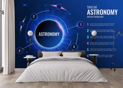 abstract infographics round line on dark background. blue circle diagram infographic and line. vecto Wall mural