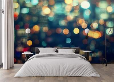 Abstract  city lights blurred  with bokeh effect background, poster and wallpaper or banner Wall mural