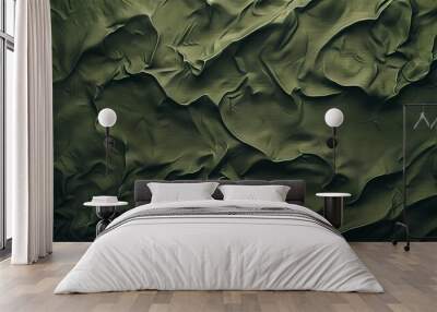 Modern Abstract wave silk fabric textured gradient background, wallpaper with color theme of military green Wall mural