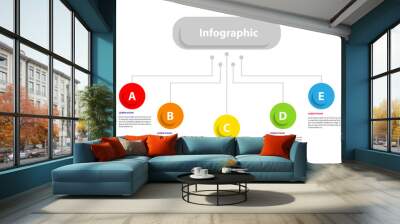 infographic 5 step presentation, infographic linear circle Wall mural