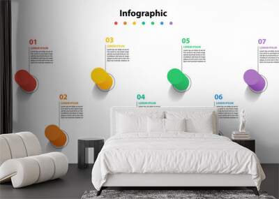 infographic element design 7 step, infochart planning Wall mural