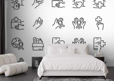 set of charity icons, donate, support, volunteer Wall mural