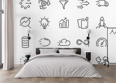 simple set of vector line icon, contain such lcon as speed, agile, boost, process, time and more Wall mural