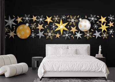 Happy new year gold and black collors place for text with christmas balls 2021 of vector illustration. Wall mural