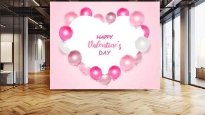 Love and Valentine's Day Postcard pink and white balloon pink color of vector. Wall mural