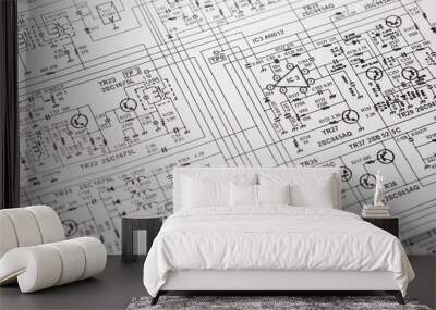 Electronics engineering drawing or circuit schematic Wall mural