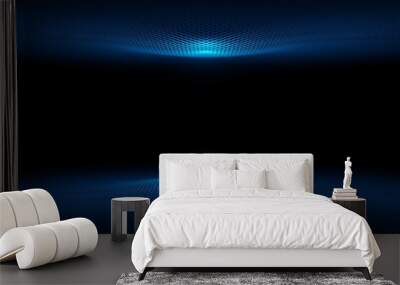 Abstract Futuristic Technology cyber space blue wave background 3d rendering Wall mural