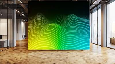 Abstract technology Colorful bright neon glowing wave audio Visualizer background panorama 3D rendering Wall mural