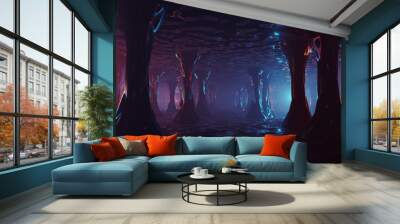 Sci Fi Futuristic Fantasy Strange Alien Structure, 3D rendering Wall mural