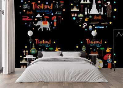 Set to Thailand and Landmarks. Template design Wall mural