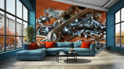 Metal screws, screwdriver bits and wrenches Wall mural