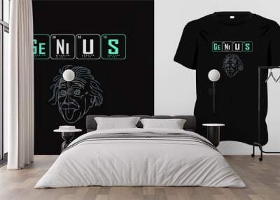 Genius t-shirt design with science, print ready typography style, clothing template, tee, graphic symbol. Perfect for teen clothes. Vector illustration. Wall mural