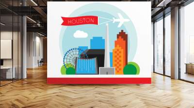 Houston USA, detailed silhouette. Trendy vector illustration, flat style. Stylish andmark. Concept for a web banner. Business travel icon Wall mural