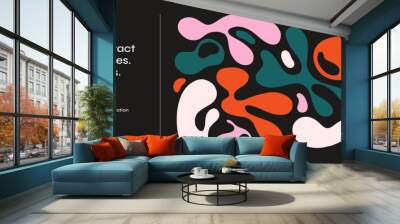 Collection of abstract graphic forms on a dark background. Minimalist elements in the style of modern art. Universal vector illustration for your design in a flat style. Shapes and objects. Blobs. Wall mural