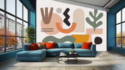 collection of fashionable abstract graphic shapes on a light background. minimalist forms in the sty Wall mural