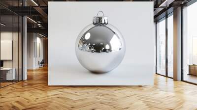 Silver Christmas ball on a white background isolated Wall mural